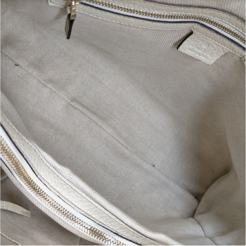 Gucci Cream Pebbled Calfskin Soho Shoulder Bag - Picture 8 of 11